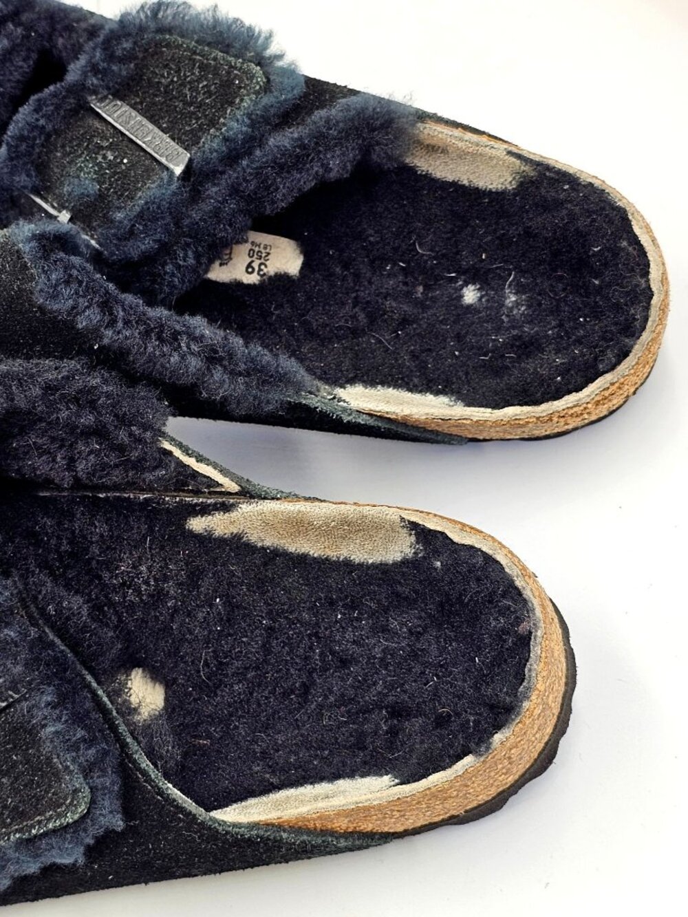 Birkenstock Women's Black Suede Leather Shearling Arizona Sandals Size 8 2706 - Picture 7 of 16
